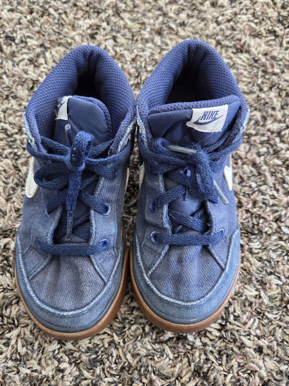 Nike Kids Navy Blue High-Top Sneakers with Gum Outsole